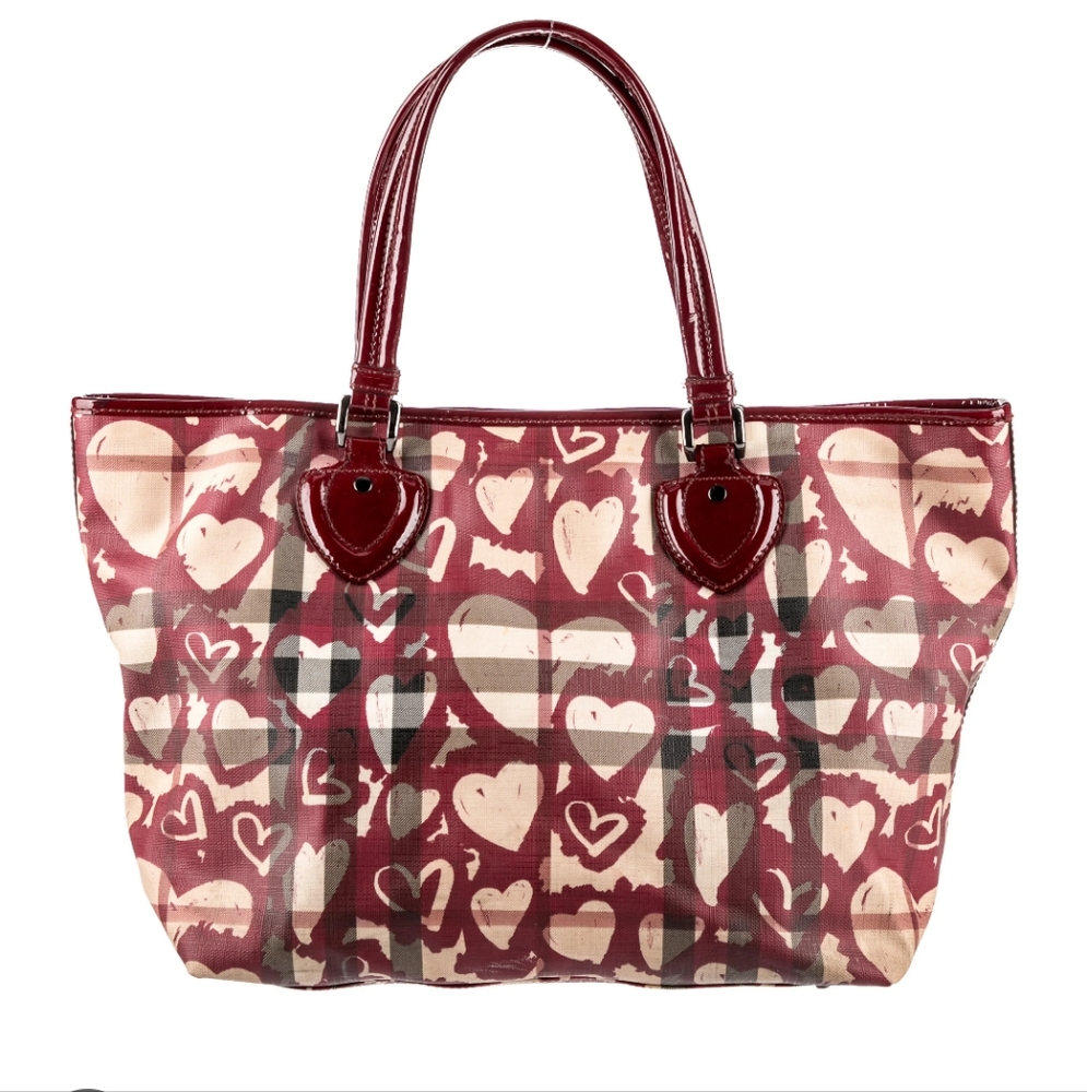 Burberry Red and Cream Heart Tote